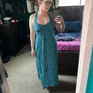 Tracy Reese Teal Patterned Maxi Dress